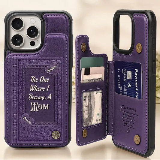 Book Themed The One Where I Become A Mom - Personalized Leather Flip Wallet Phone Case