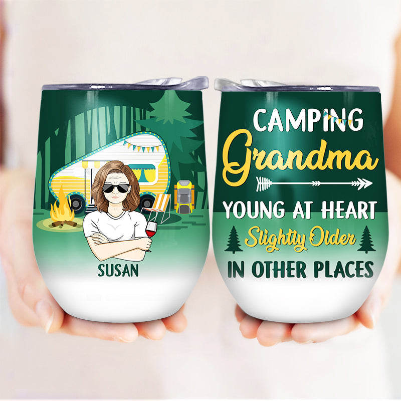 Camping Grandma - Gift For Grandmother - Personalized Custom Wine Tumbler