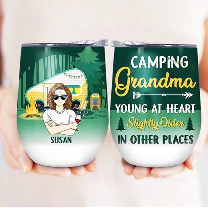 Camping Grandma - Gift For Grandmother - Personalized Custom Wine Tumbler