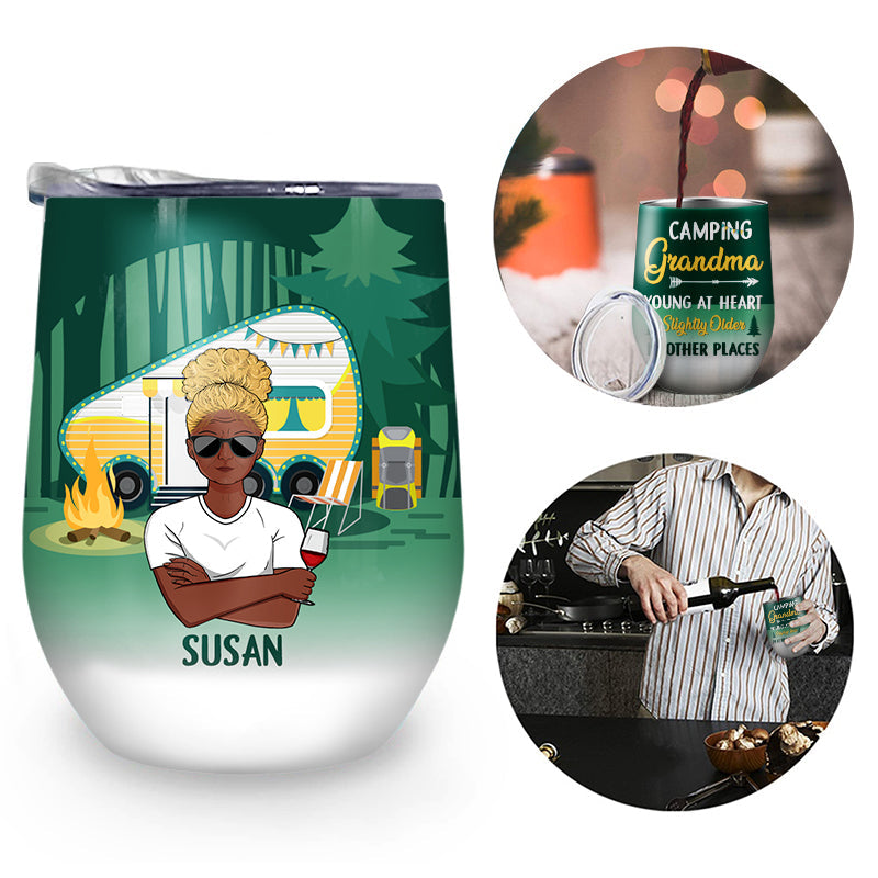 Camping Grandma - Gift For Grandmother - Personalized Custom Wine Tumbler