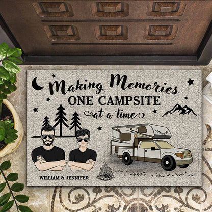 Camping Partners Old Family Couple Making Memories One Campsite - Personalized Custom Doormat