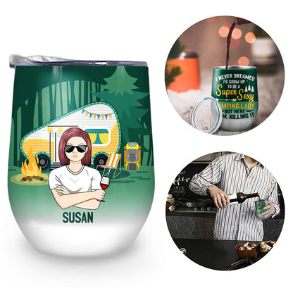 Super Sexy Camping Lady - Personalized Custom Wine Tumbler
