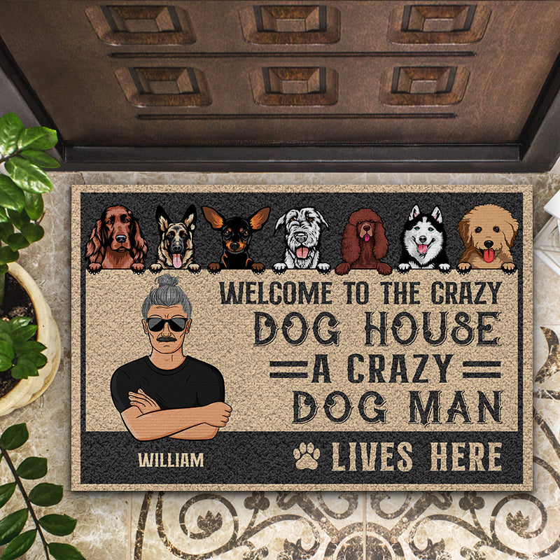 Dog Lovers Dog Mom Dog Dad Live Here - Personalized Custom Doormat