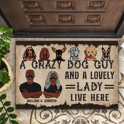 Dog Lovers Family Couple Live Here - Personalized Custom Doormat