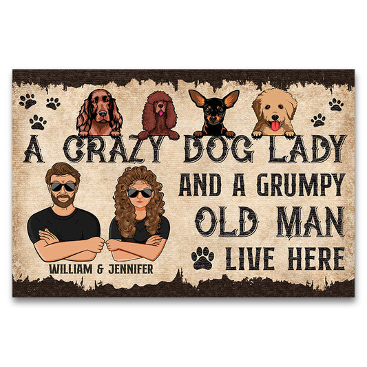 Dog Lovers Family Couple Live Here - Personalized Custom Doormat