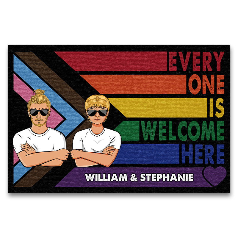 Family Couple Everyone Is Welcome Here - Personalized Custom Doormat