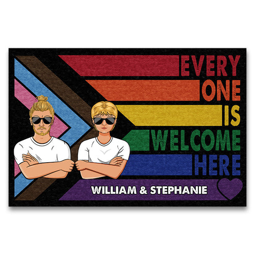 Family Couple Everyone Is Welcome Here - Personalized Custom Doormat