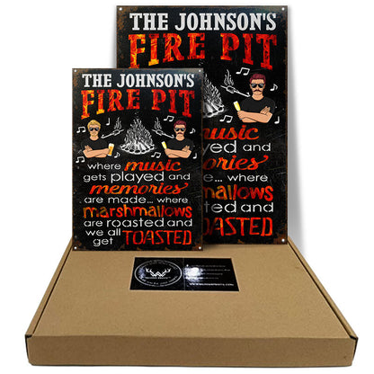 Camping Fire Pit Get Toasted Family Couple - Personalized Custom Metal Signs