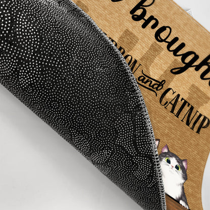 Family Couple Hope You Brought Wine And Catnip - Personalized Custom Doormat