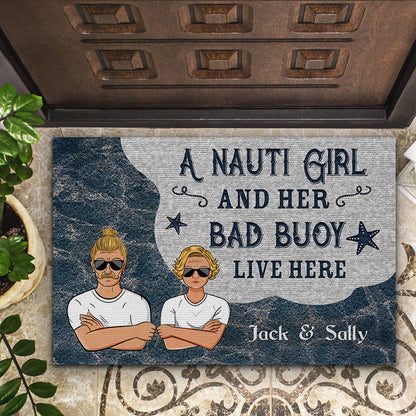 Beach Lovers Couple Salty Sailor And His Beautiful Mermaid - Personalized Custom Doormat