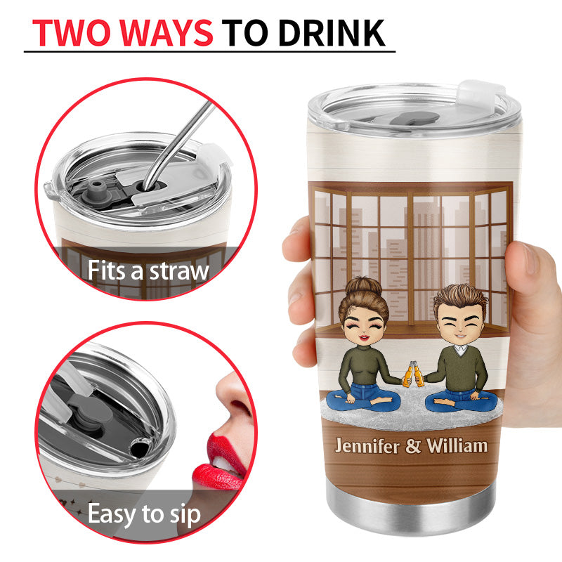 Chibi Couple Annoying Each Other - Personalized Custom Tumbler