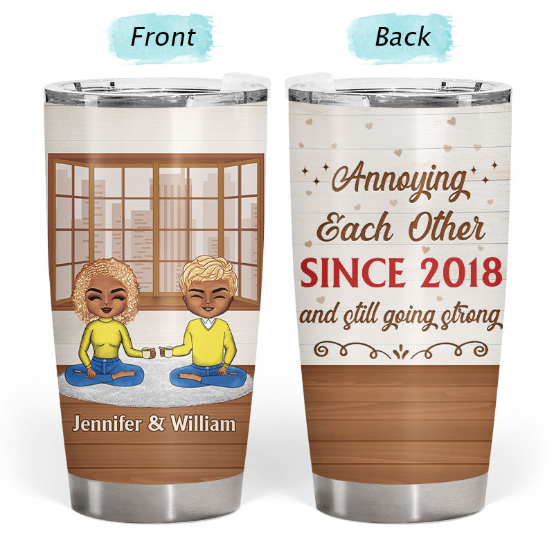 Chibi Couple Annoying Each Other - Personalized Custom Tumbler