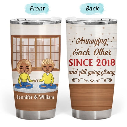 Chibi Couple Annoying Each Other - Personalized Custom Tumbler
