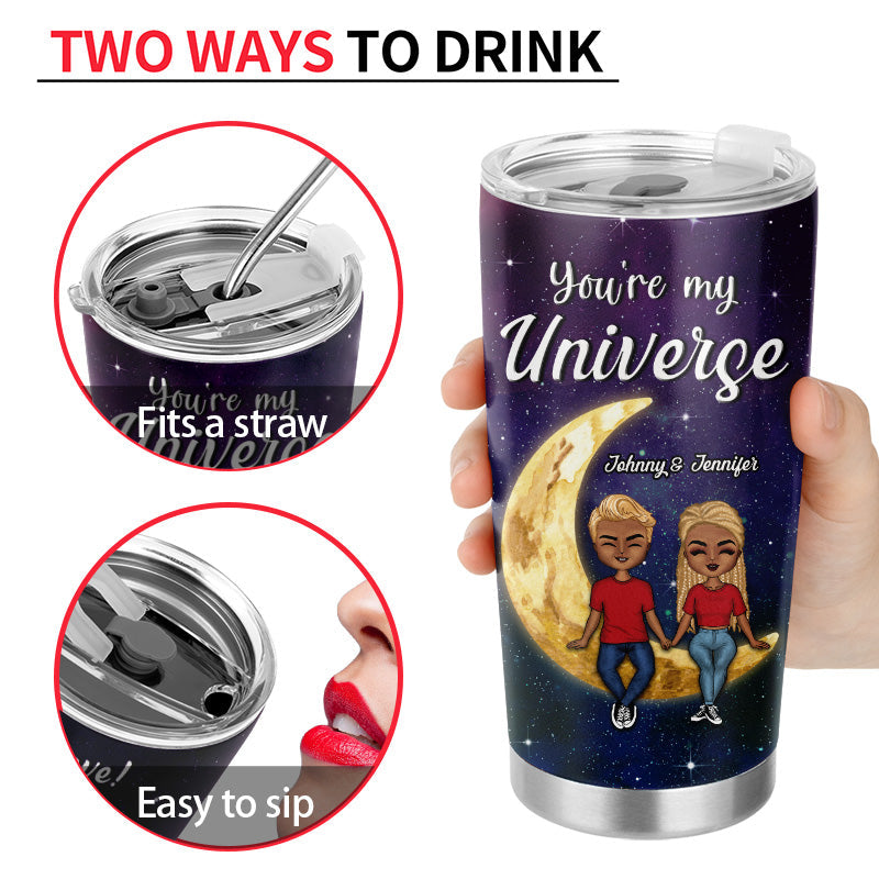 Chibi Couple You're My Universe - Personalized Custom Tumbler