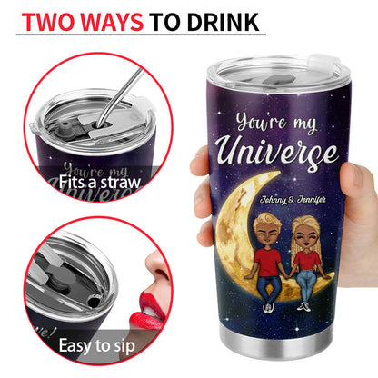 Chibi Couple You're My Universe - Personalized Custom Tumbler
