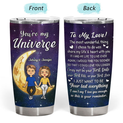 Chibi Couple You're My Universe - Personalized Custom Tumbler