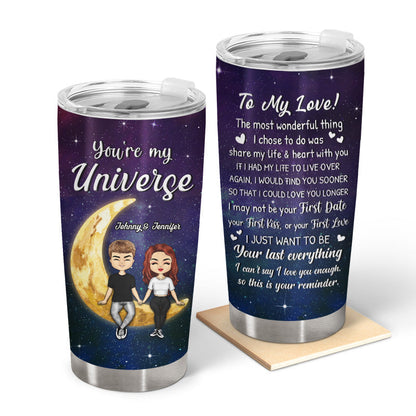 Chibi Couple You're My Universe - Personalized Custom Tumbler