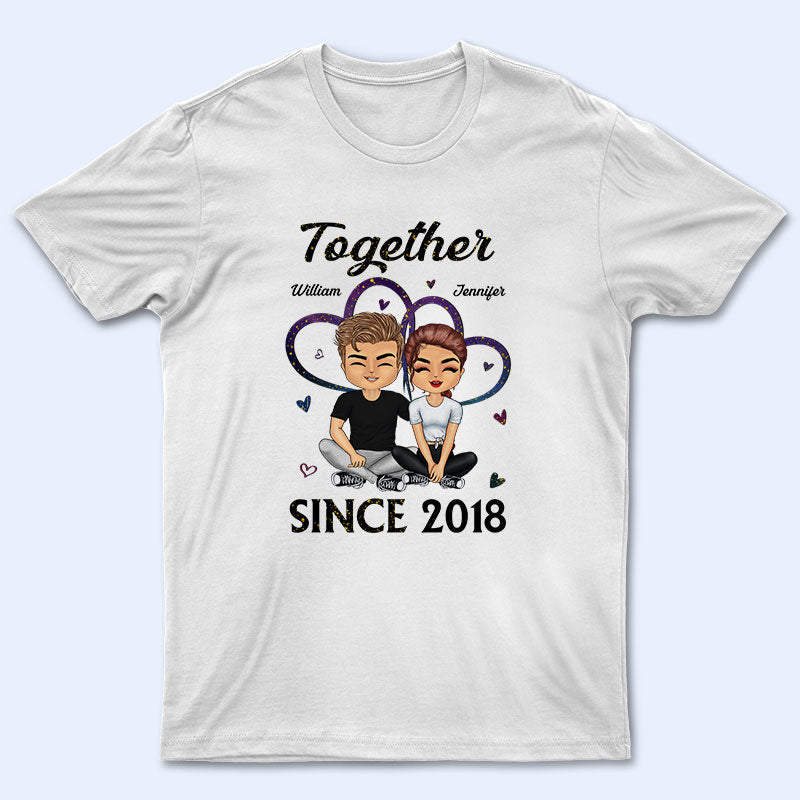 Chibi Couple Heart Together Since - Personalized Custom Hoodie