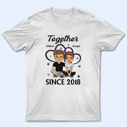 Chibi Couple Heart Together Since - Personalized Custom Hoodie