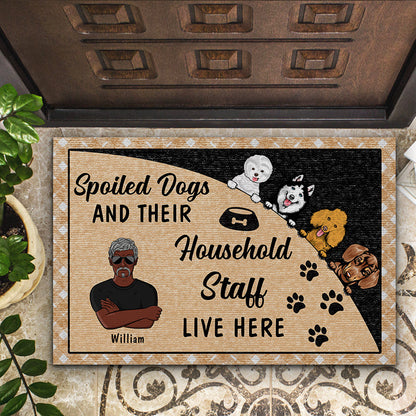 Household Staff - Gift For Singles and Couples Of Dog Owner - Personalized Custom Doormat