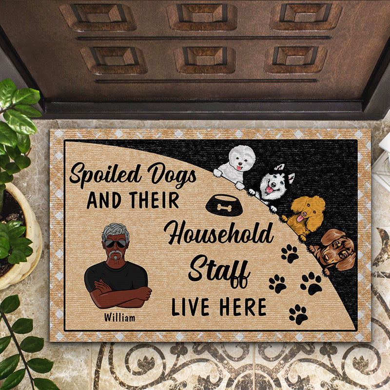 Household Staff - Gift For Singles and Couples Of Dog Owner - Personalized Custom Doormat