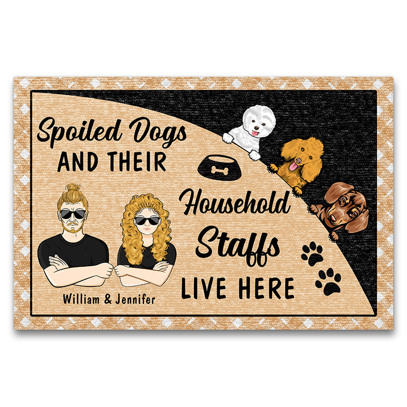 Household Staff - Gift For Singles and Couples Of Dog Owner - Personalized Custom Doormat