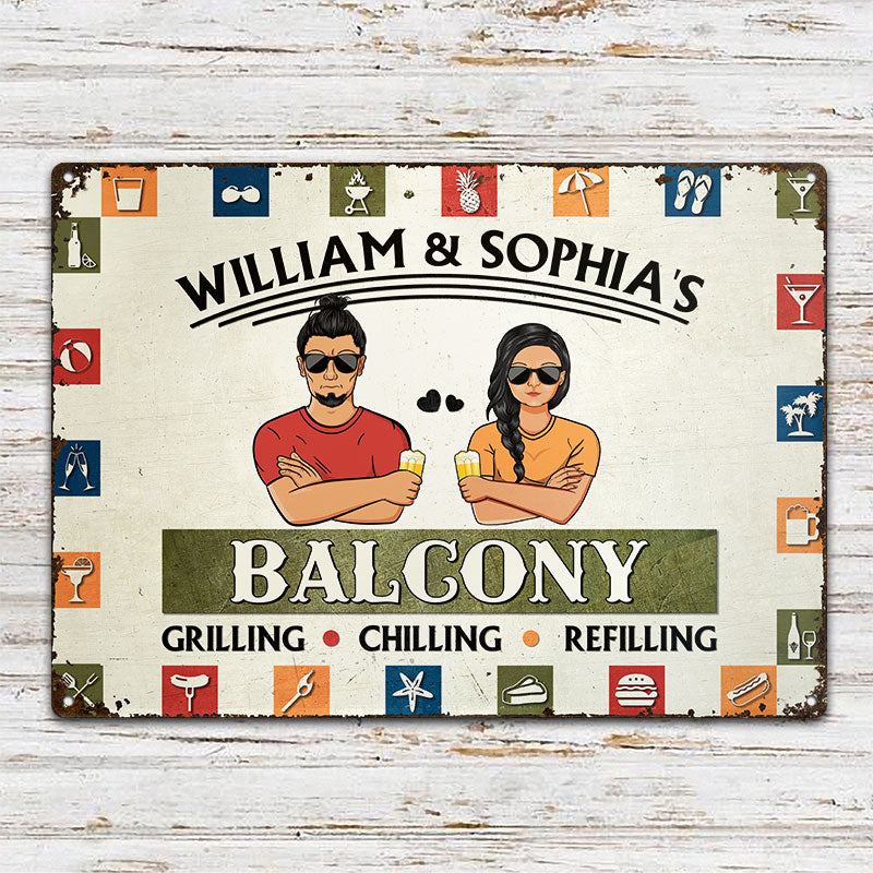 Grilling Chilling & Refilling - Patio Decoration - Personalized Custom Classic Metal Signs