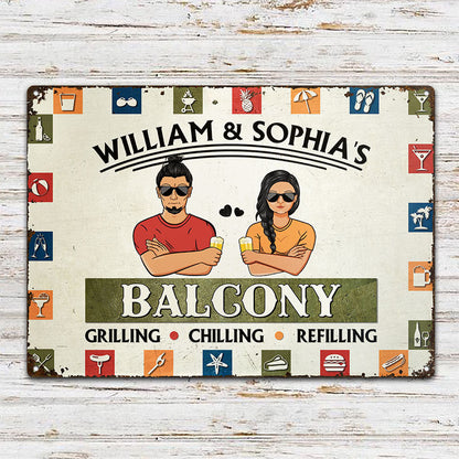 Grilling Chilling & Refilling - Patio Decoration - Personalized Custom Classic Metal Signs
