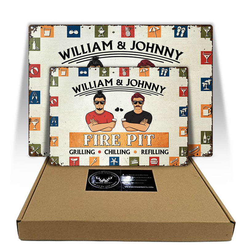 Grilling Chilling & Refilling - Patio Decoration - Personalized Custom Classic Metal Signs