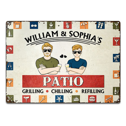 Grilling Chilling & Refilling - Patio Decoration - Personalized Custom Classic Metal Signs