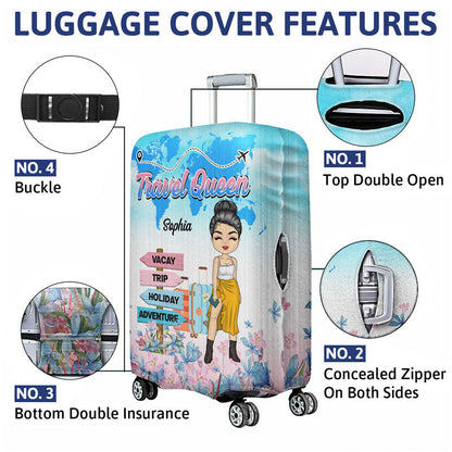 Traveling Chibi Girl Living My Best Life - Personalized Custom Luggage Cover