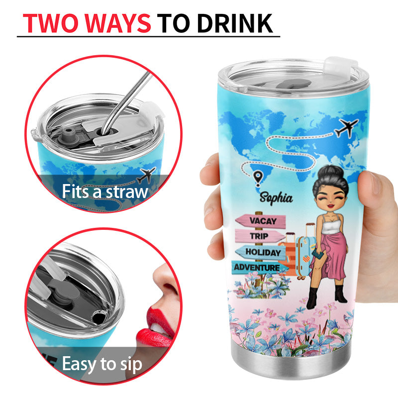 Travel Chibi Girl Just A Girl Who Loves Traveling - Personalized Custom Tumbler