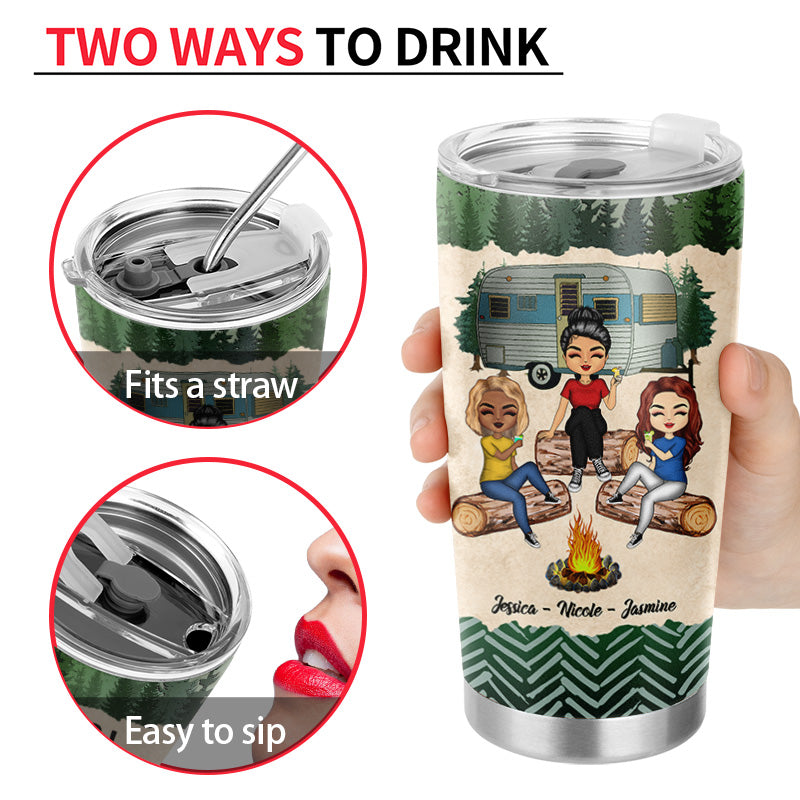 Camping Bestie Warning The Girls Are Drinking Again - Personalized Custom Tumbler
