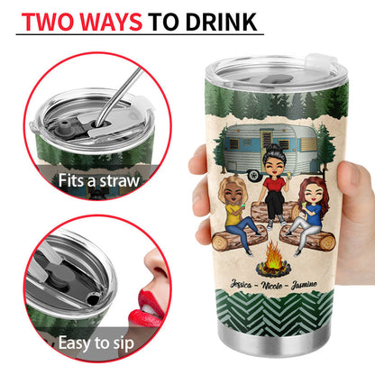 Camping Bestie Warning The Girls Are Drinking Again - Personalized Custom Tumbler