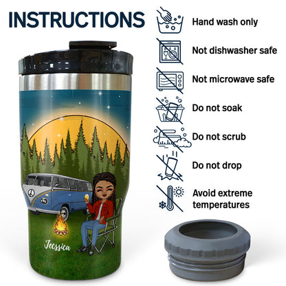 Camping I Tried To Be A Good Girl - Personalized Custom Triple 3 In 1 Can Cooler