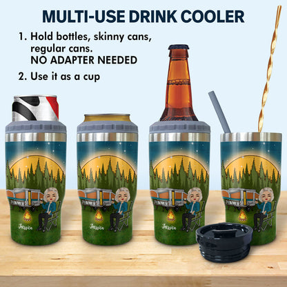 Camping I Tried To Be A Good Girl - Personalized Custom Triple 3 In 1 Can Cooler