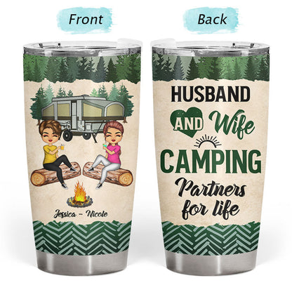 Camping Couple Camping Partners For Life - Personalized Custom Tumbler