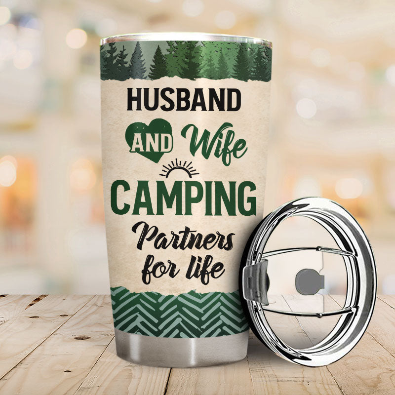 Camping Couple Camping Partners For Life - Personalized Custom Tumbler