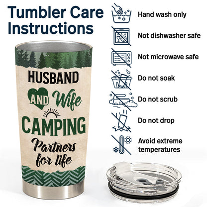 Camping Couple Camping Partners For Life - Personalized Custom Tumbler