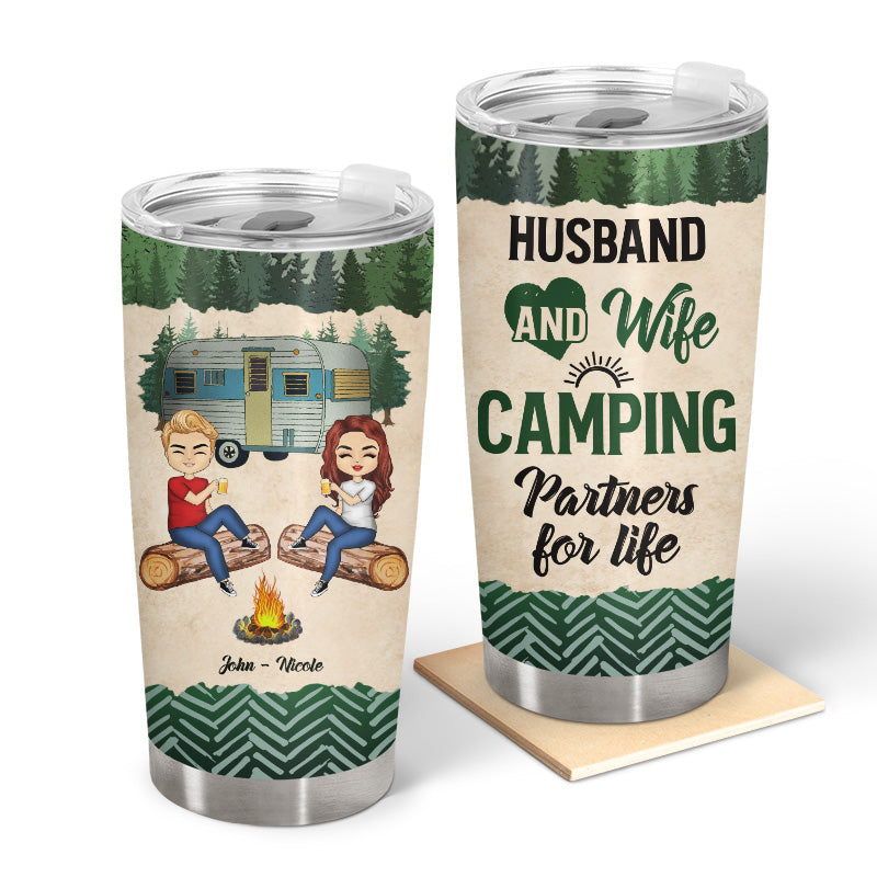 Camping Couple Camping Partners For Life - Personalized Custom Tumbler