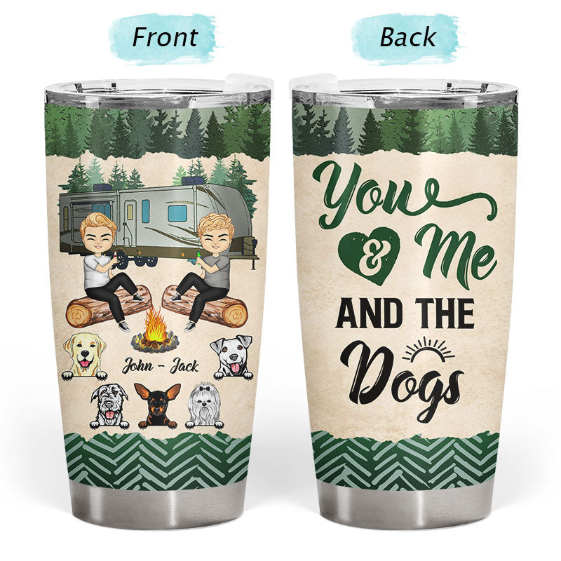 Chibi Couple You & Me And The Dogs - Couple Gift - Personalized Custom Tumbler