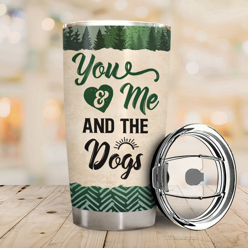 Chibi Couple You & Me And The Dogs - Couple Gift - Personalized Custom Tumbler