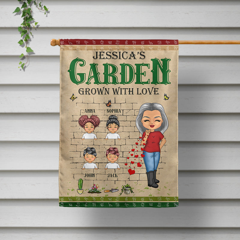 Gardening Grandma Grown With Love - Personalized Custom Flag