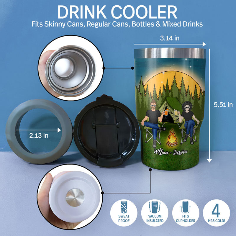 Camping Partners For Life - Gift For Couple - Personalized Custom Triple 3 In 1 Can Cooler