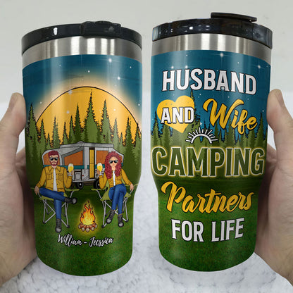 Camping Partners For Life - Gift For Couple - Personalized Custom Triple 3 In 1 Can Cooler
