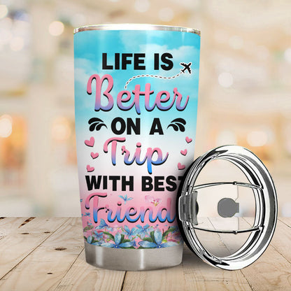 Bestie Travel Together Stay Forever - Personalized Custom Tumbler