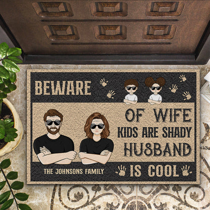 Family Couple Kids Are Shady - Personalized Custom Doormat