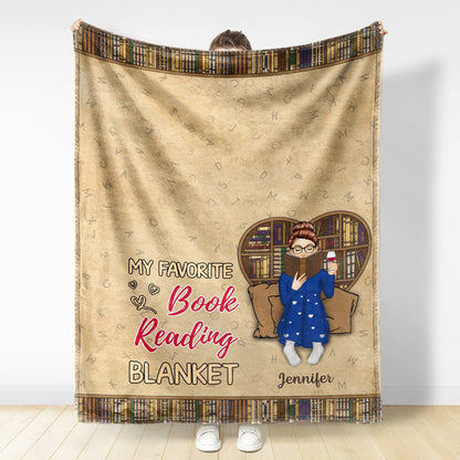 Reading My Favorite Book Reading Blanket - Gift For Book Lovers - Personalized Custom Fleece Blanket