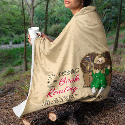 Reading My Favorite Book Reading Blanket - Gift For Book Lovers - Personalized Custom Fleece Blanket