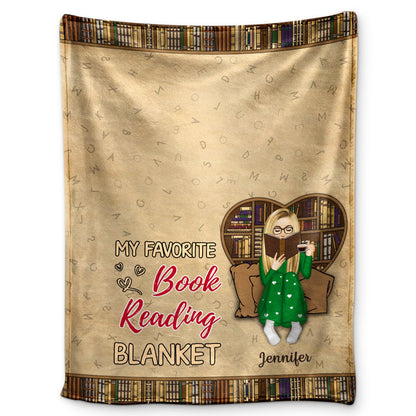 Reading My Favorite Book Reading Blanket - Gift For Book Lovers - Personalized Custom Fleece Blanket